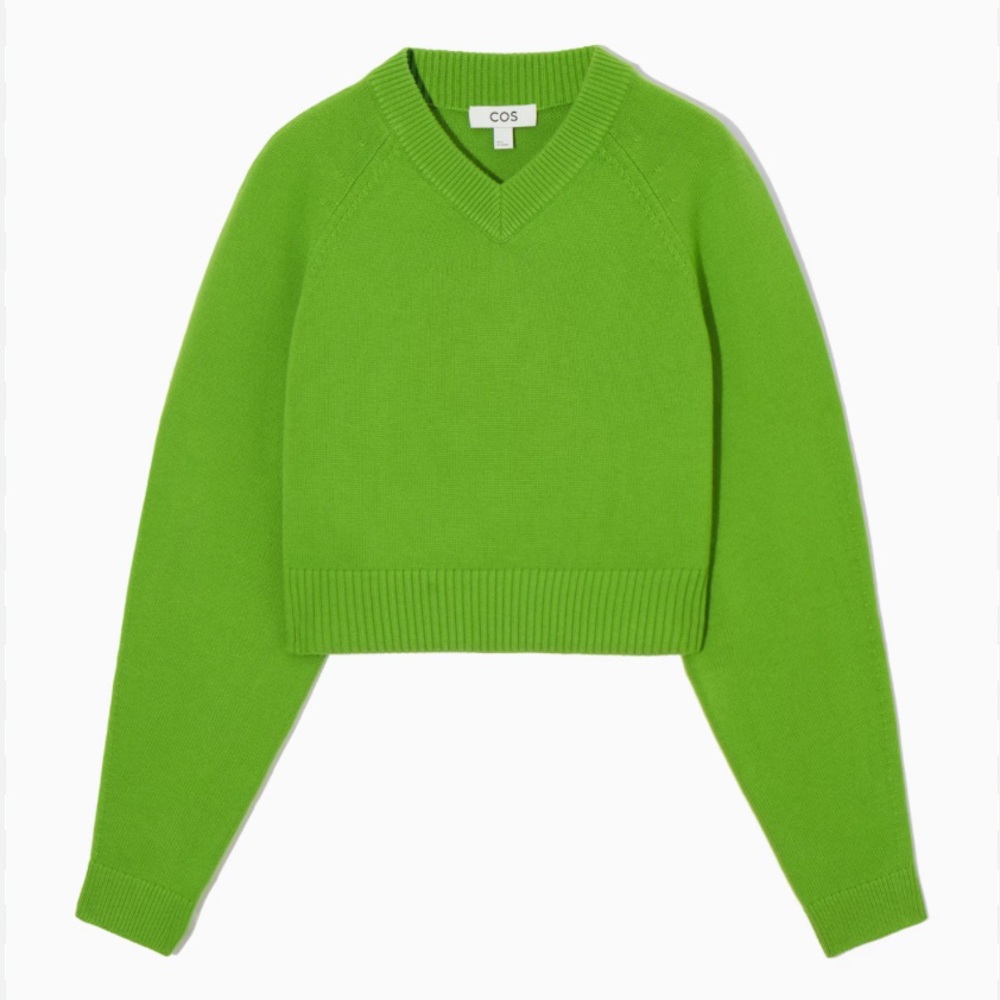 COS Green V-Neck Sweater